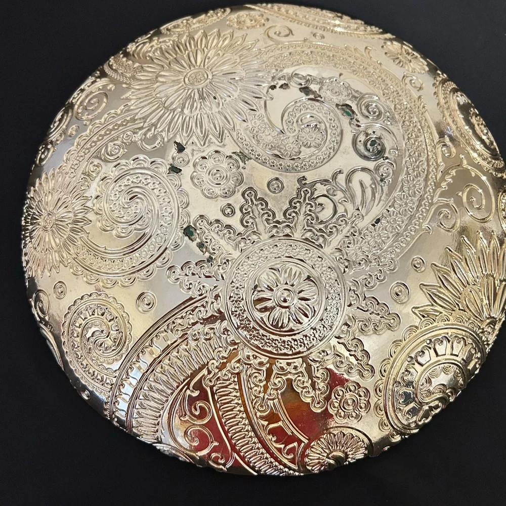 Akcam Turkish Handpainted 13” Gold And Teal Serving Bowl
